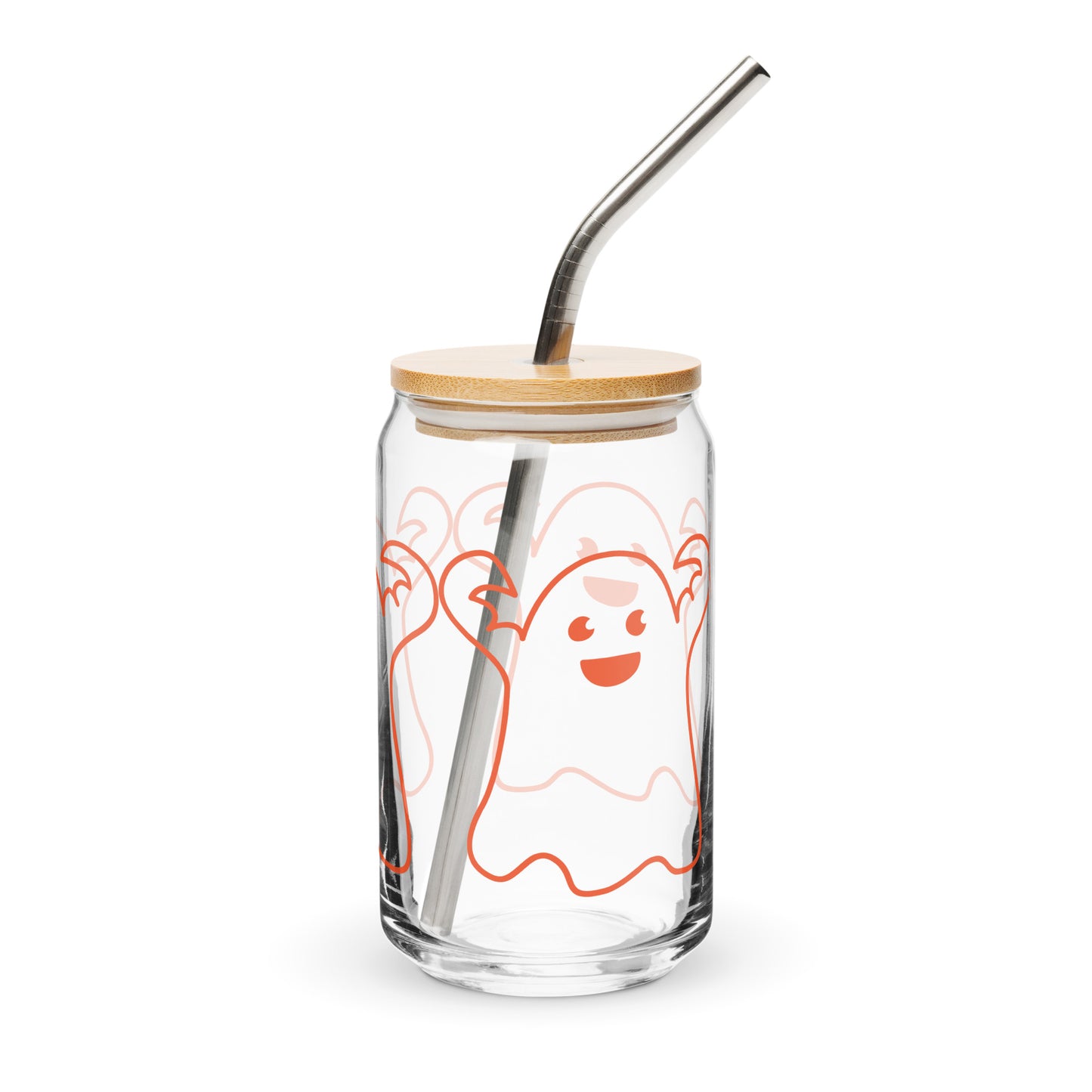 “HALLOWEEN GHOST!”Can-Shaped Glass W/Orange Font