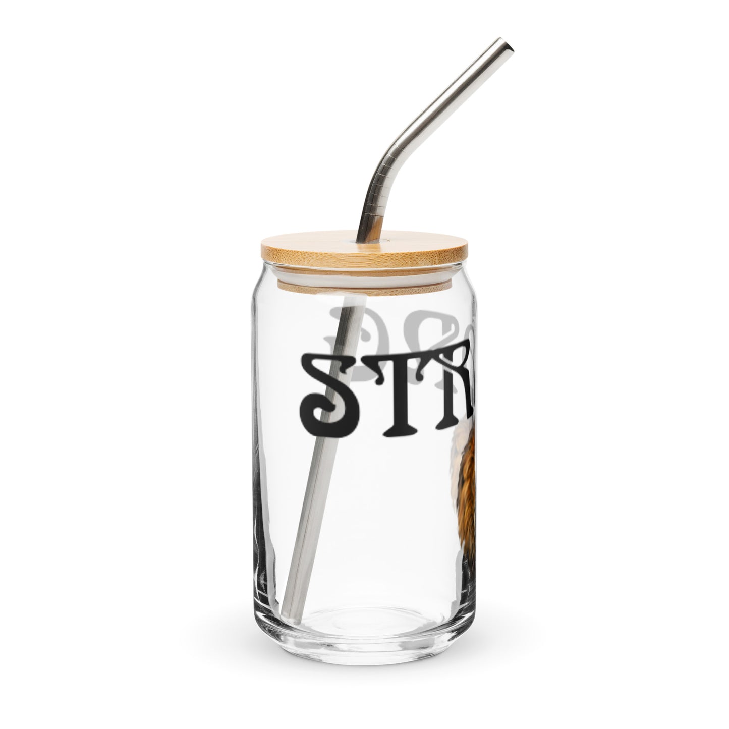 “STRONG”Can-Shaped Glass W/Black Font