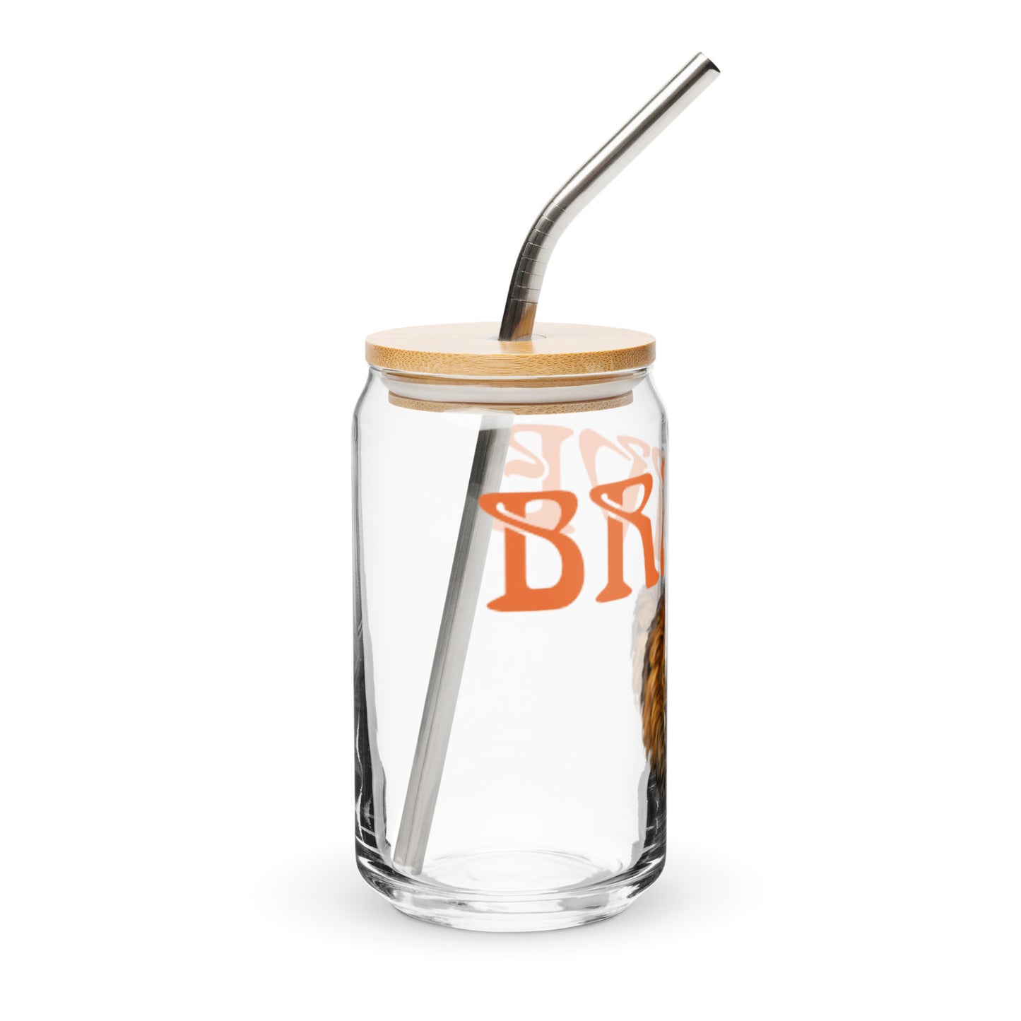 “BRAVE”Can-Shaped Glass W/Orange Font