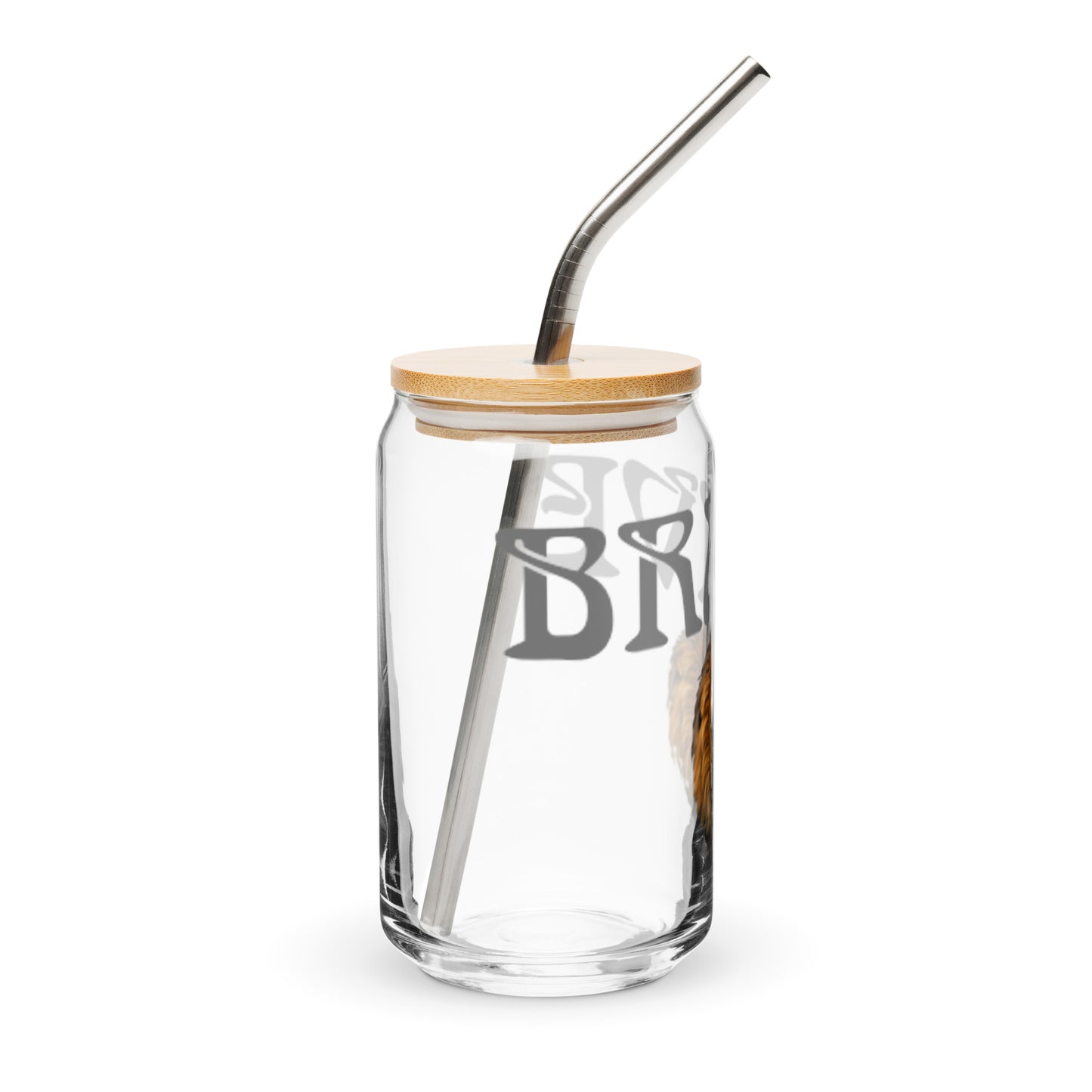 “BRAVE”Can-Shaped Glass W/Grey Font