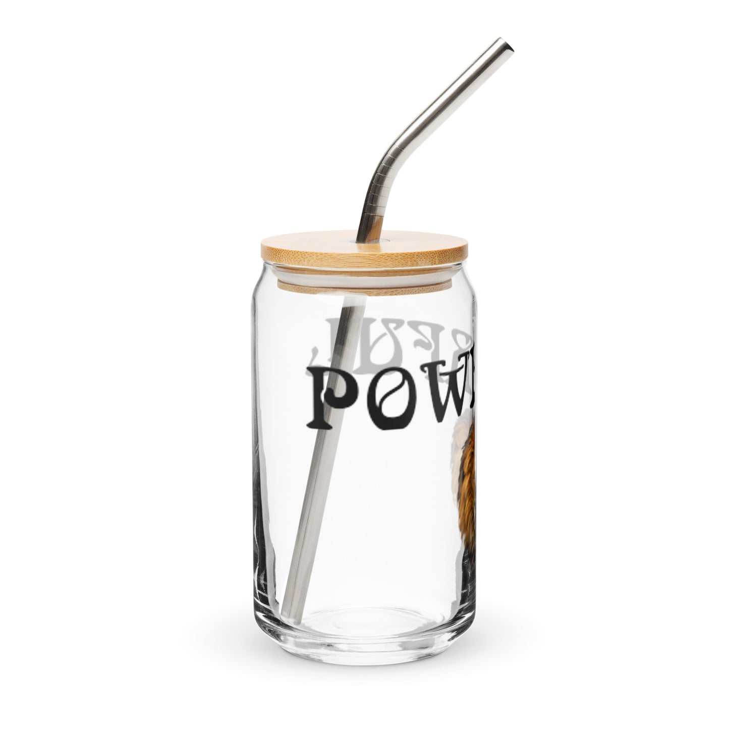 “POWERFUL”Can-Shaped Glass W/Black Font