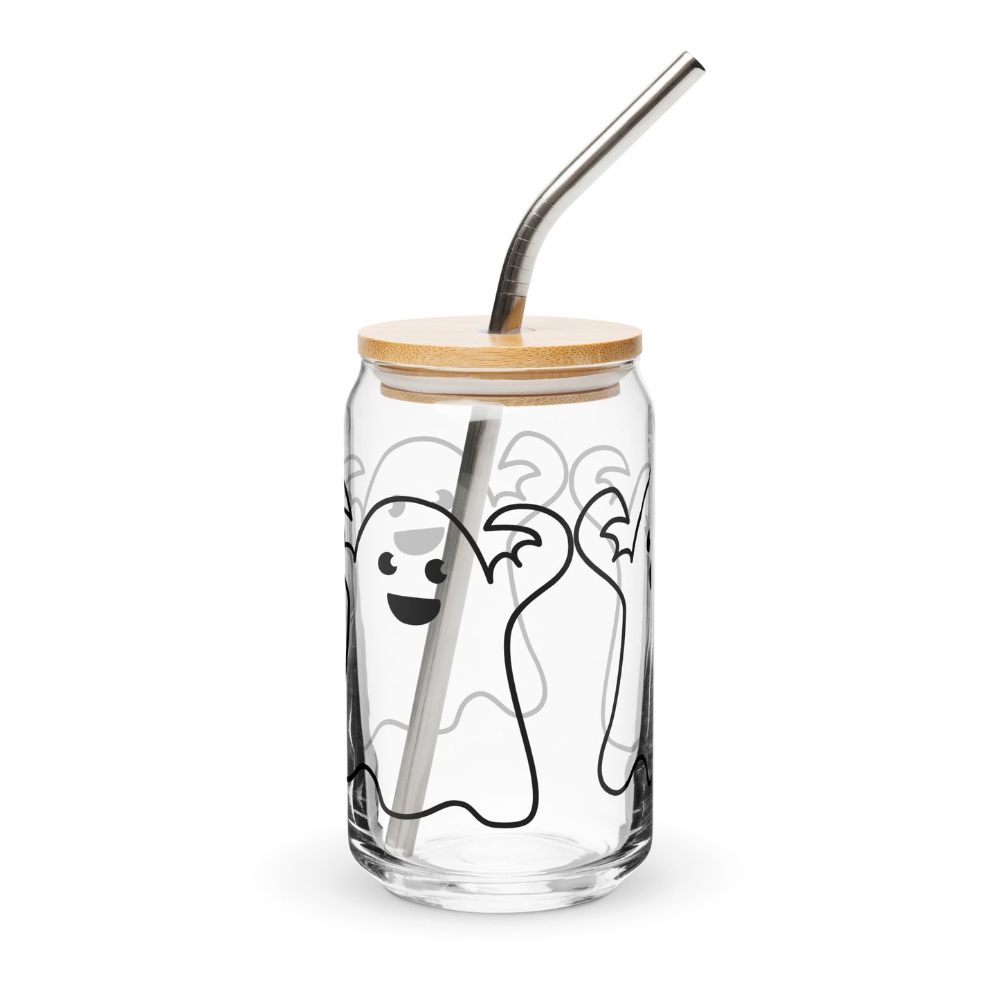 HALLOWEEN GHOST!”Can-Shaped Glass W/Black Font