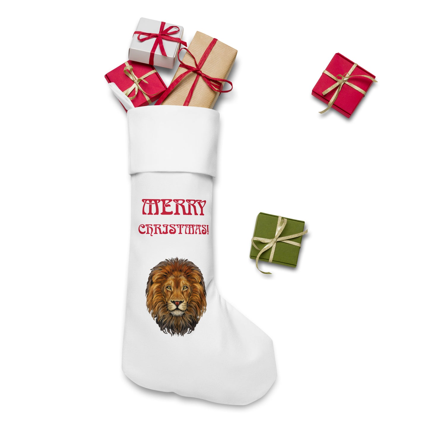 “White”Christmas Stocking W/Red Font