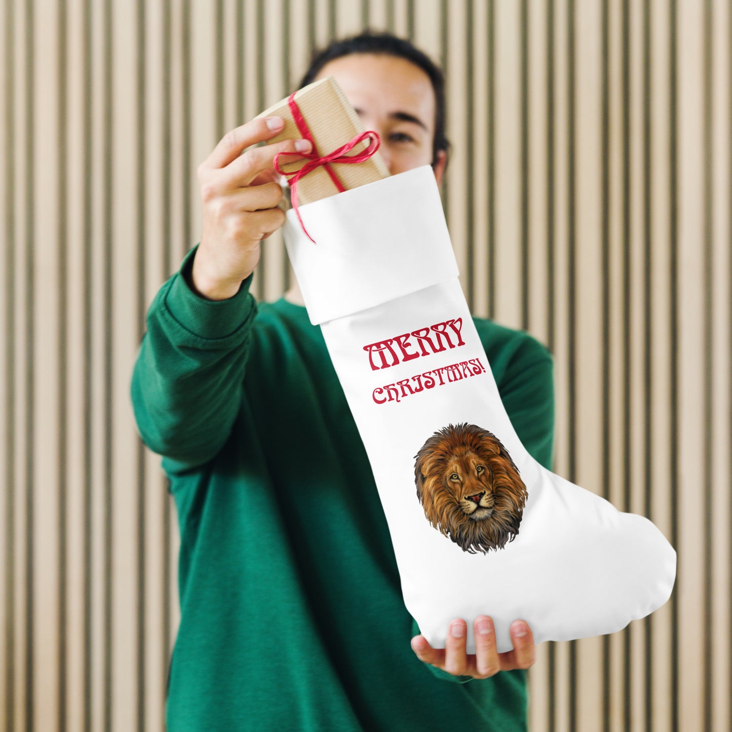 “White”Christmas Stocking W/Red Font