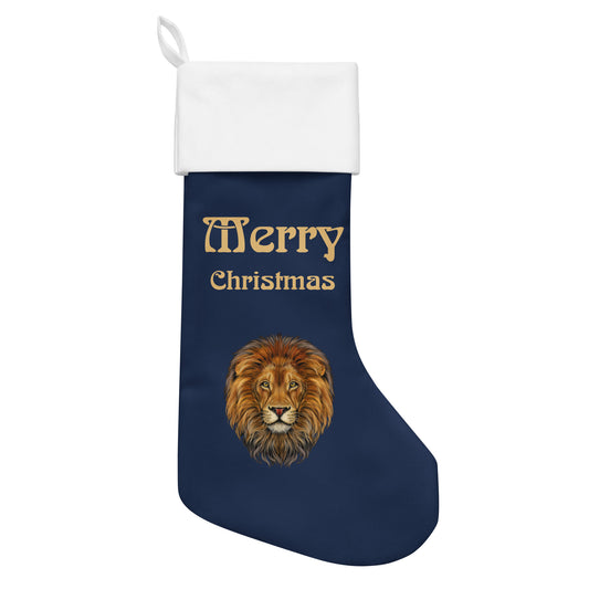 “Navy”Christmas Stocking W/Fawn Font