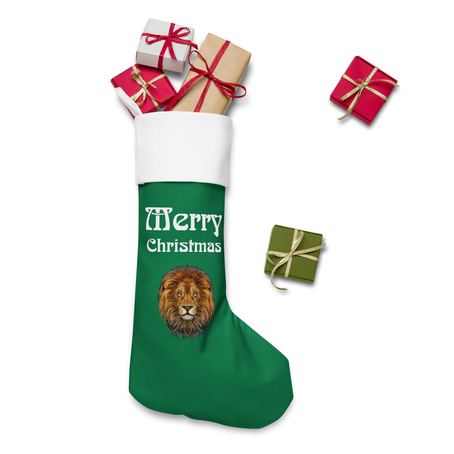 “Green”Christmas Stocking W/White Font