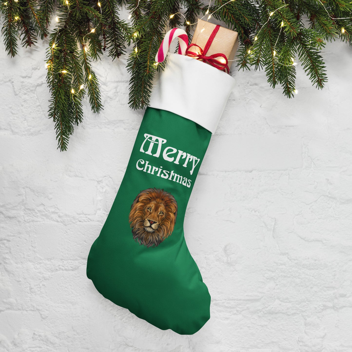 “Green”Christmas Stocking W/White Font