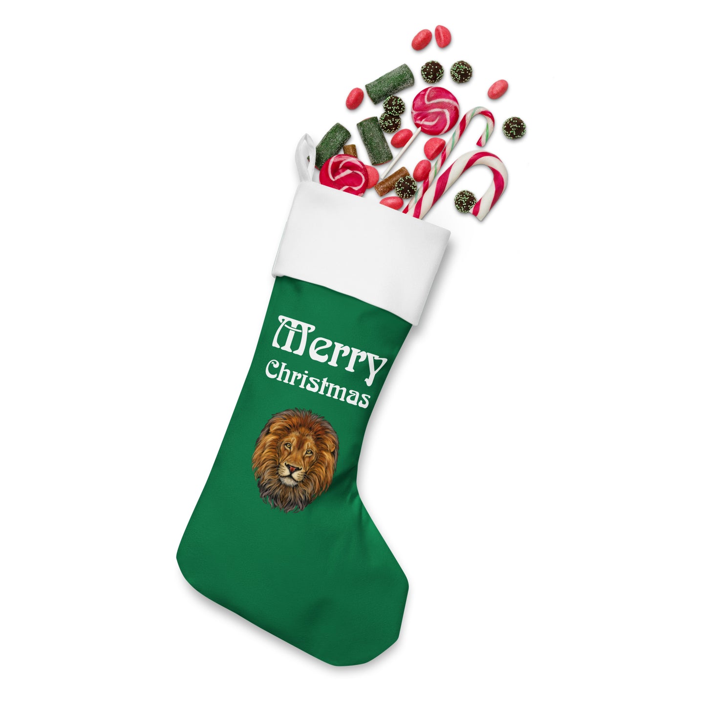 “Green”Christmas Stocking W/White Font