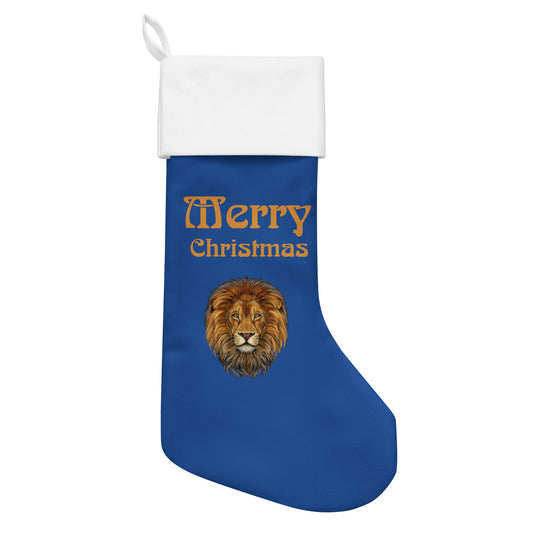 “Blue”Christmas Stocking W/Bronze Font