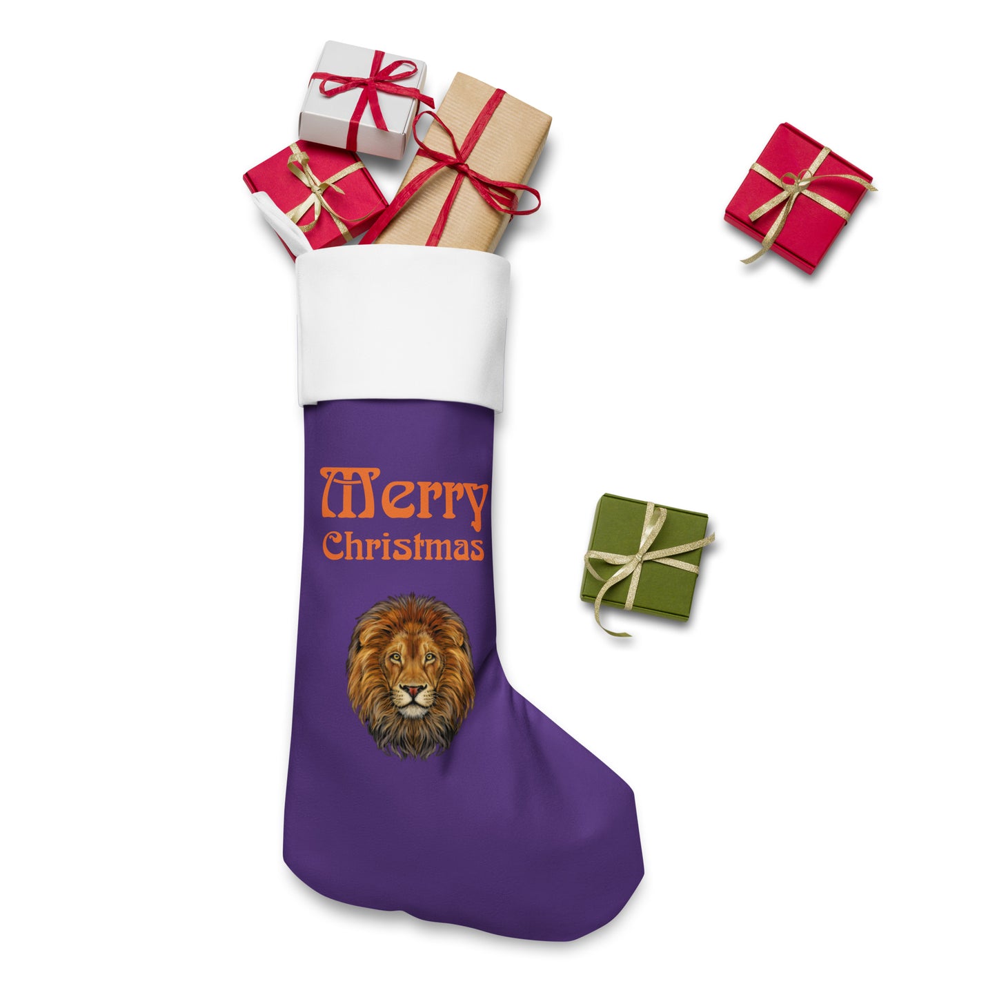 “Purple”Christmas Stocking W/Orange Font