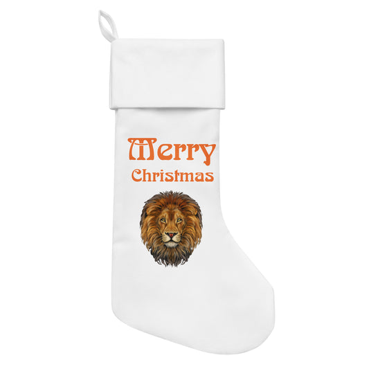 “White”Christmas Stocking W/Orange Font