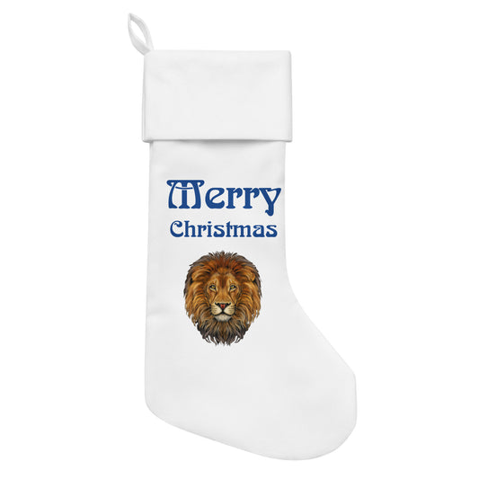 “White”Christmas Stocking W/Blue Font