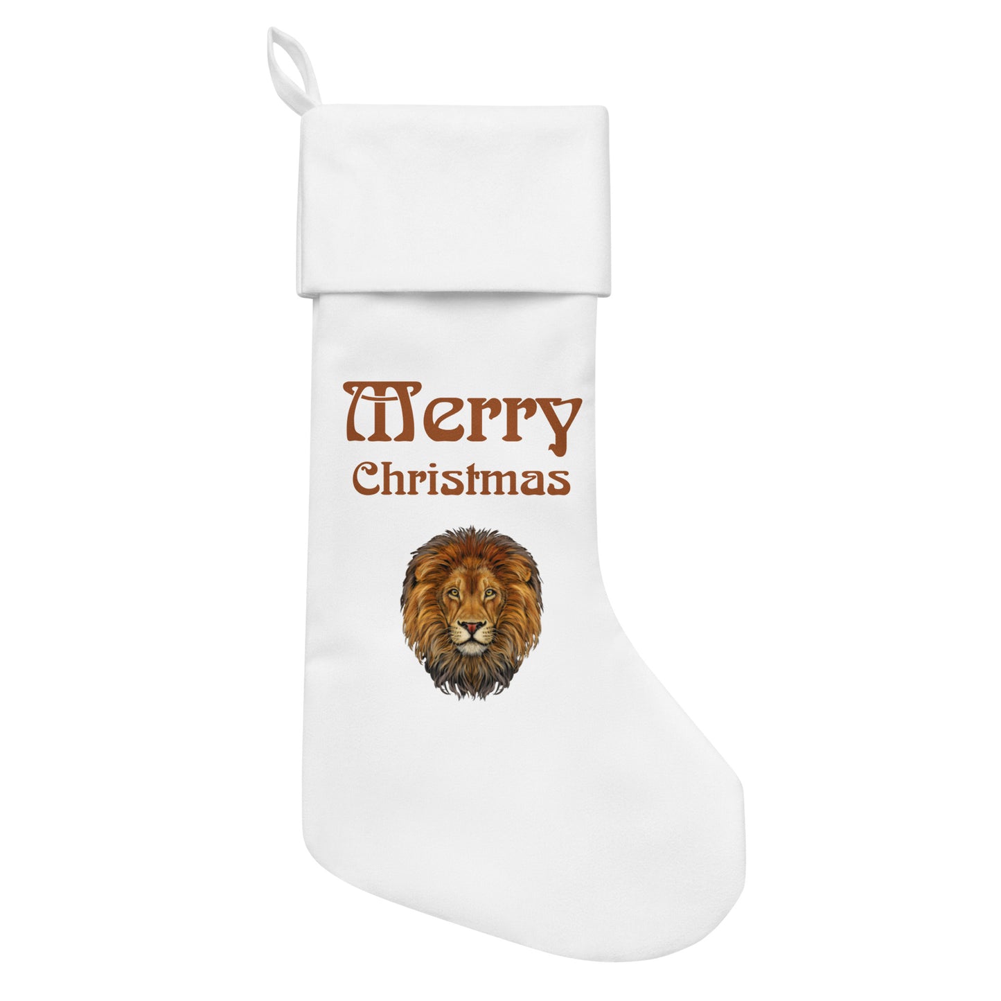 “White”Christmas Stocking W/Brown Font