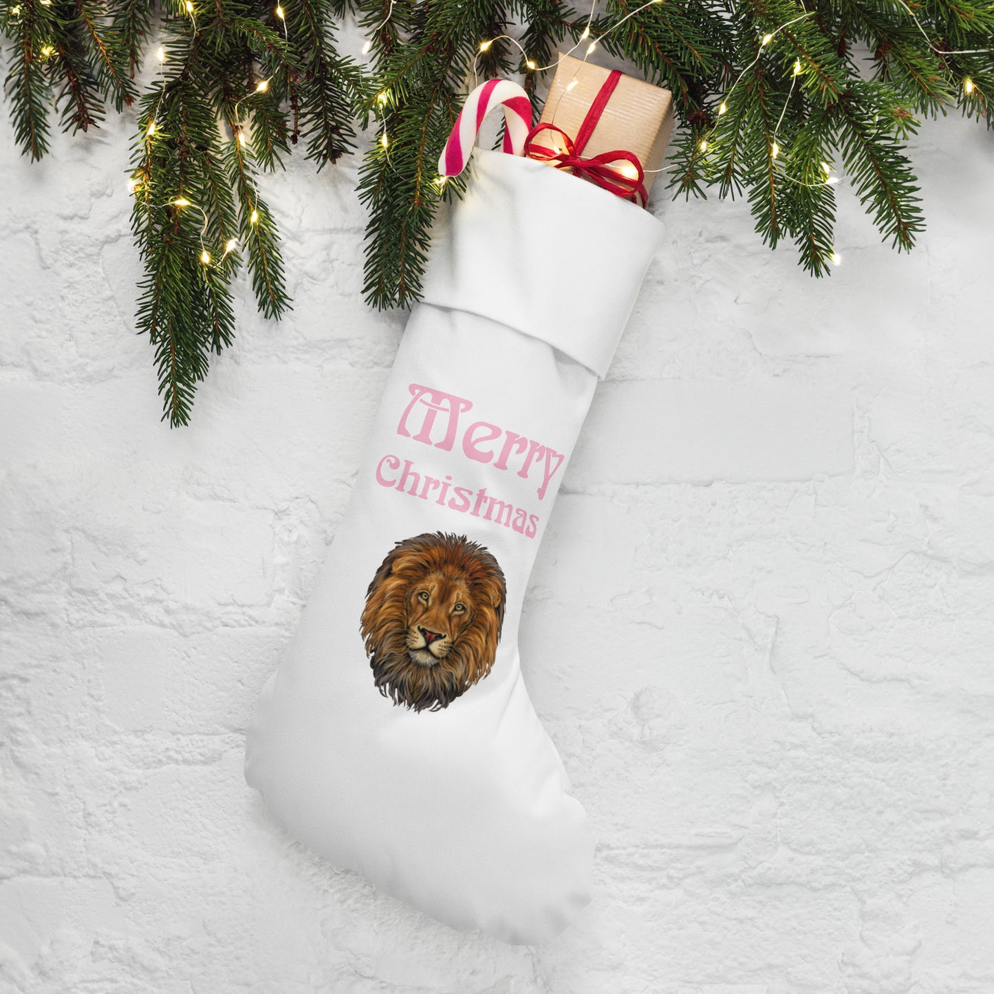 “White”Christmas Stocking W/Cotton Candy Font