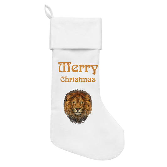 “White”Christmas Stocking W/Bronze Font