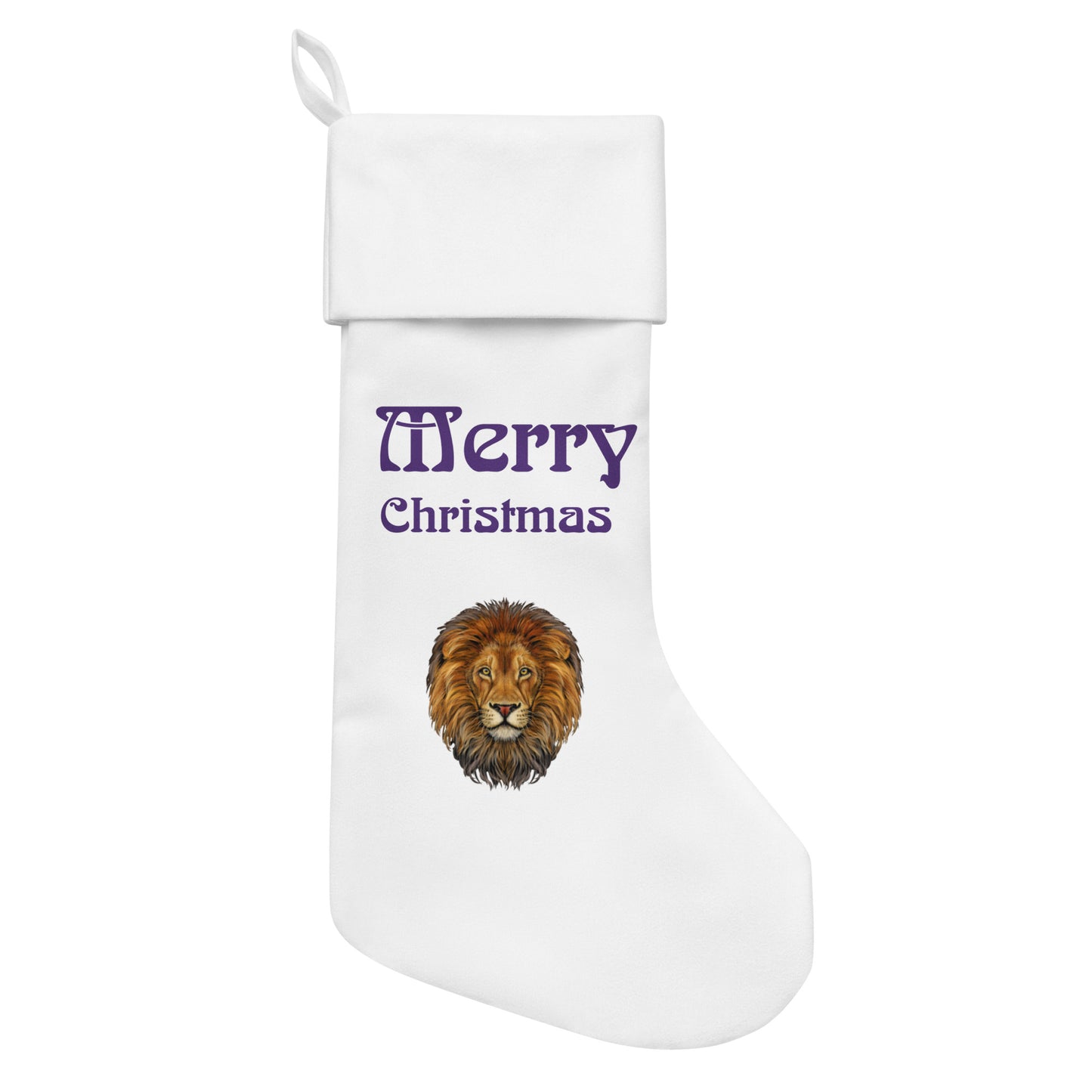 “White”Christmas Stocking W/Purple Font