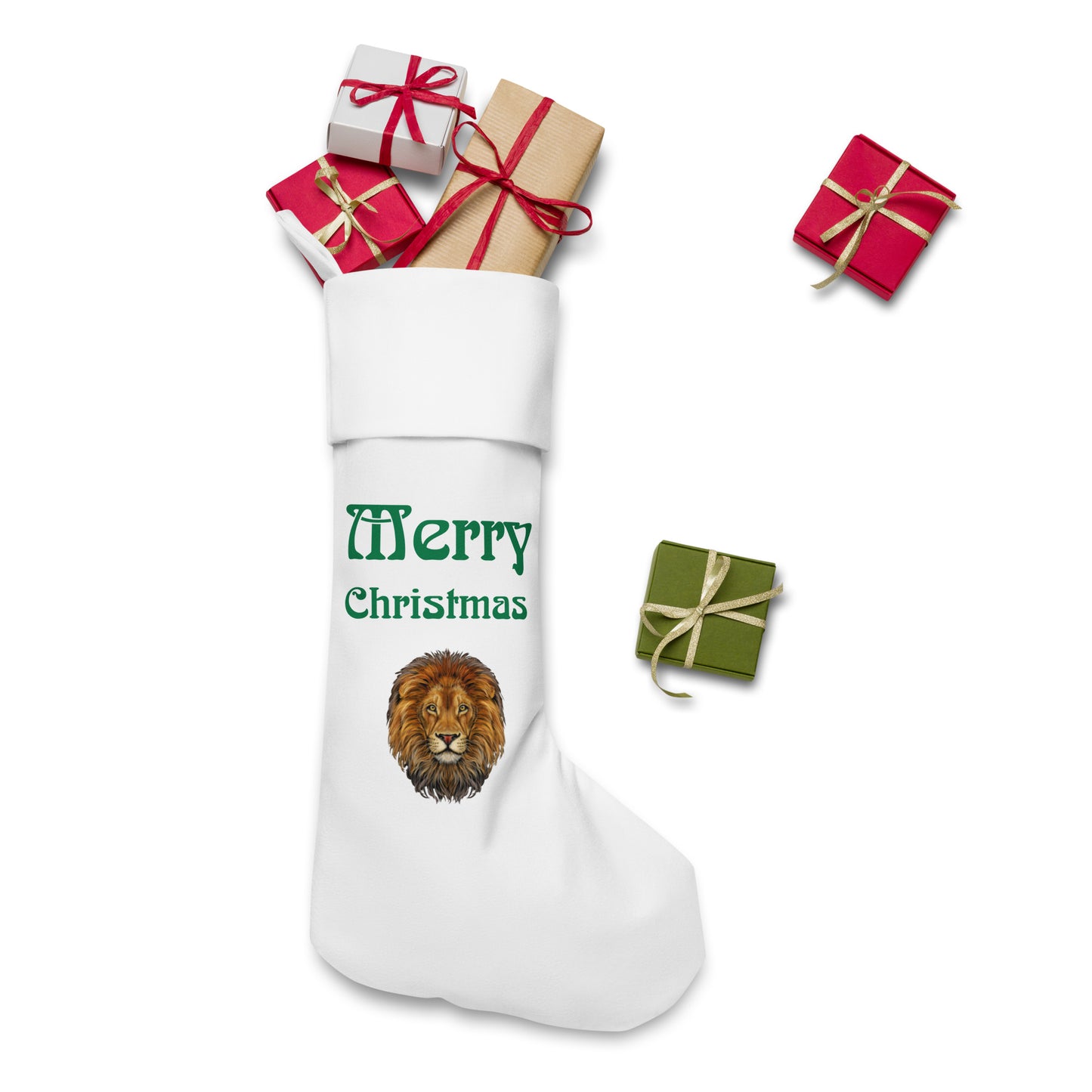 “White”Christmas Stocking W/Green Font