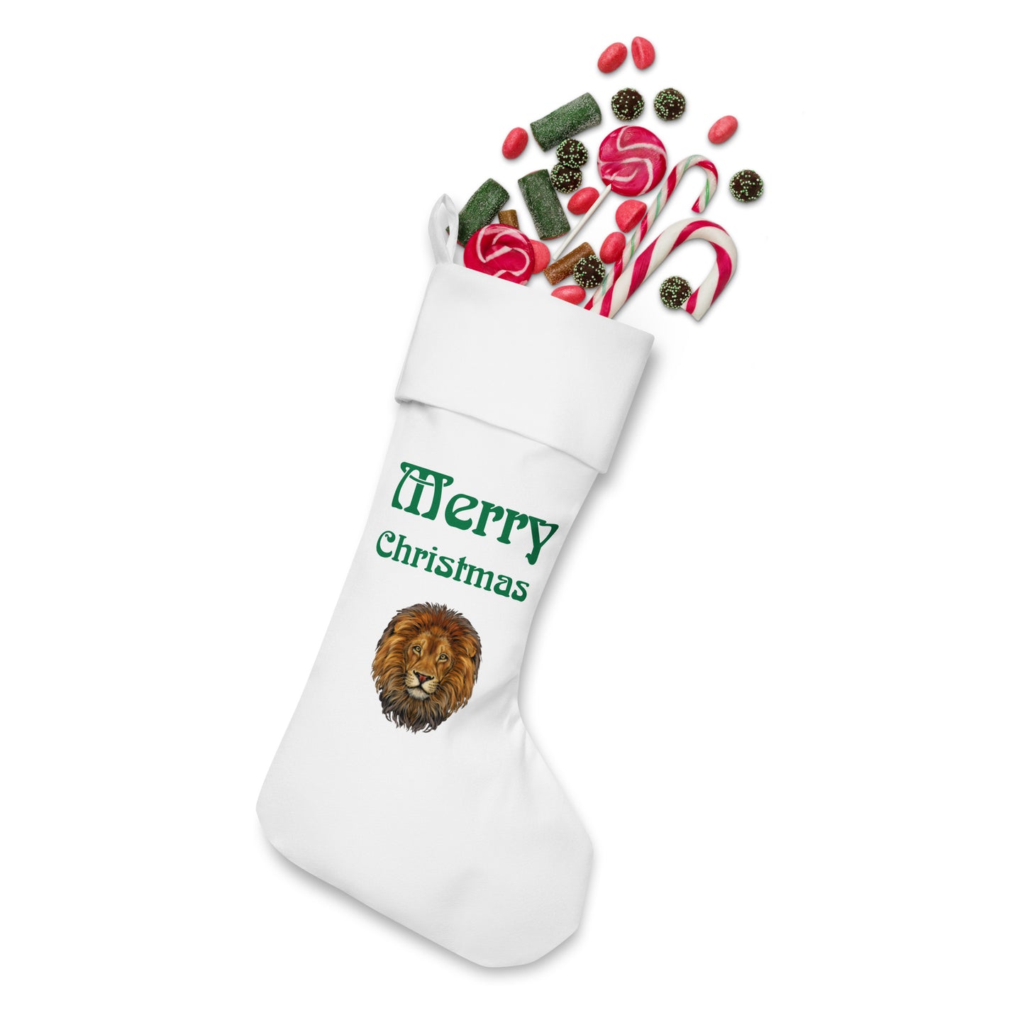 “White”Christmas Stocking W/Green Font