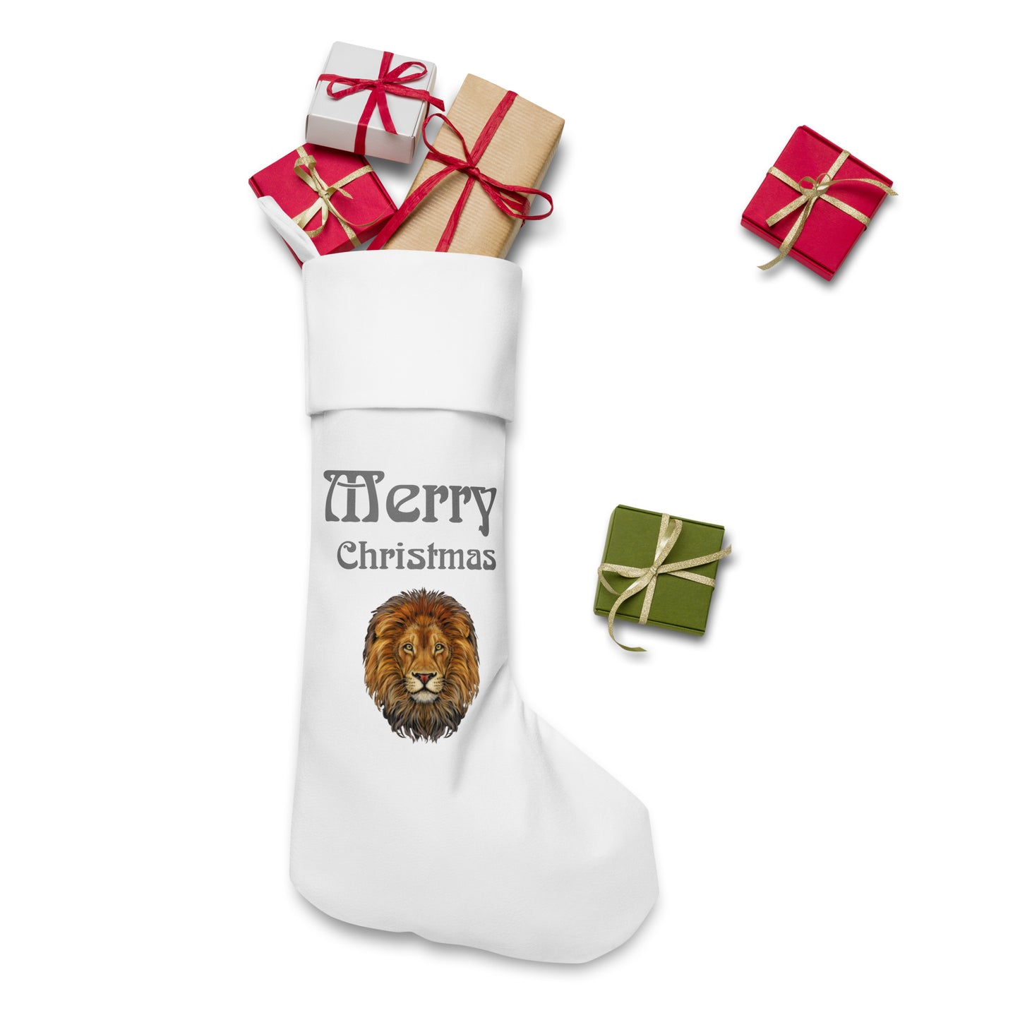 “White”Christmas Stocking W/Silver Font