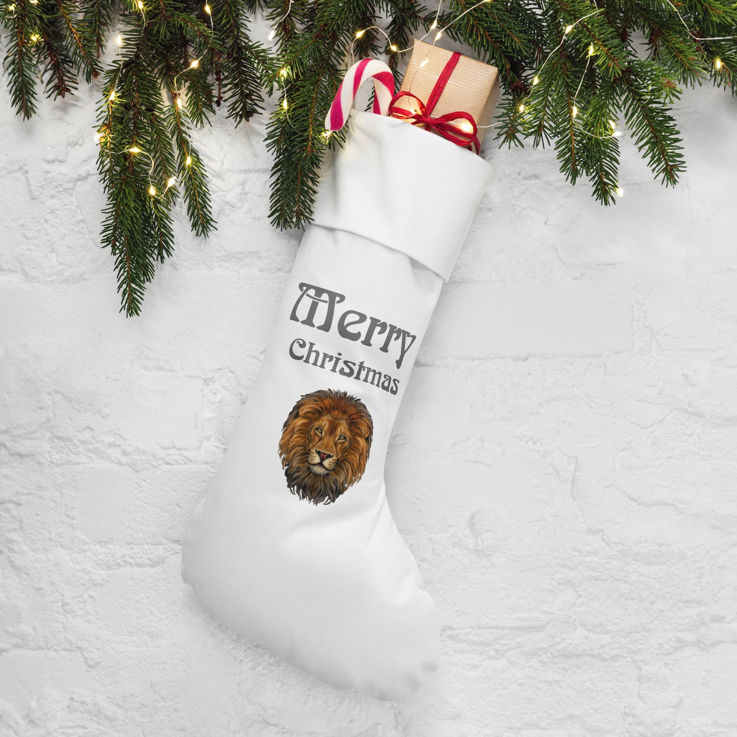 “White”Christmas Stocking W/Silver Font