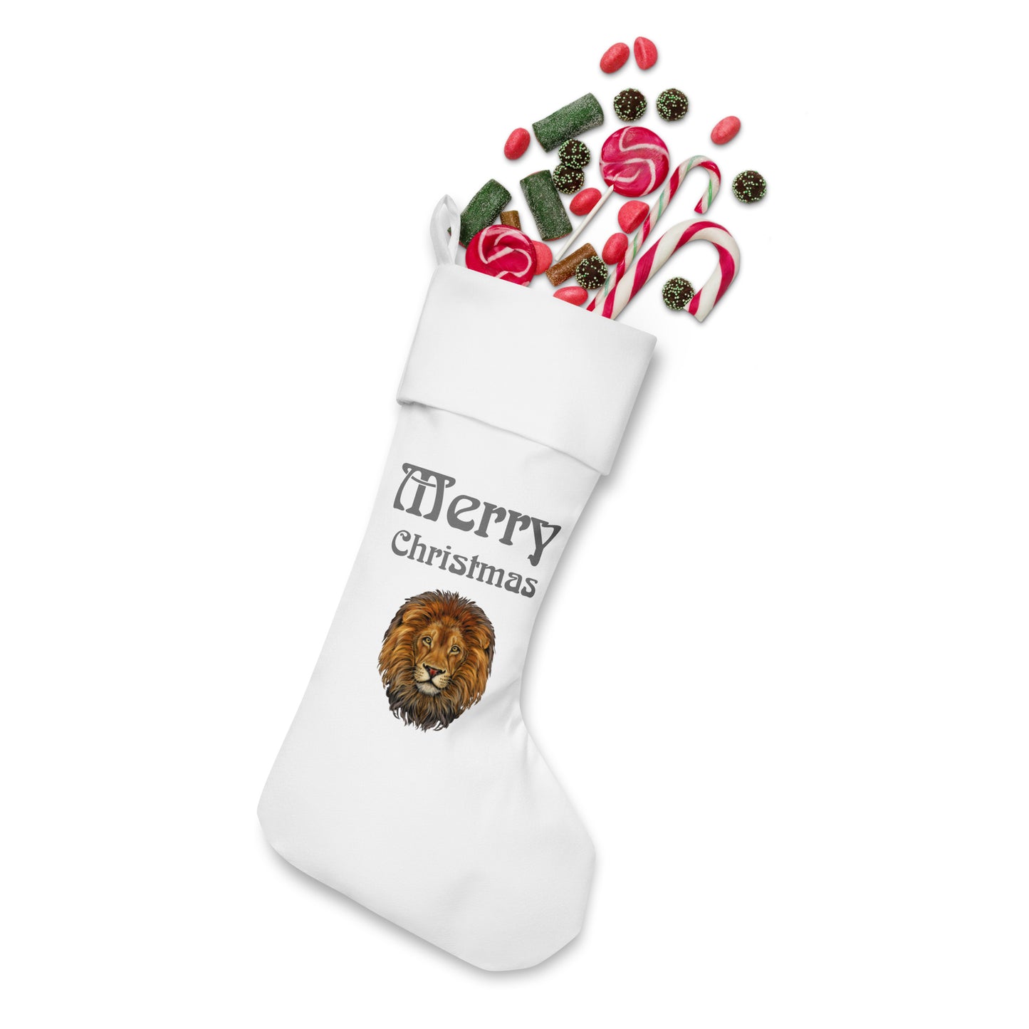 “White”Christmas Stocking W/Silver Font