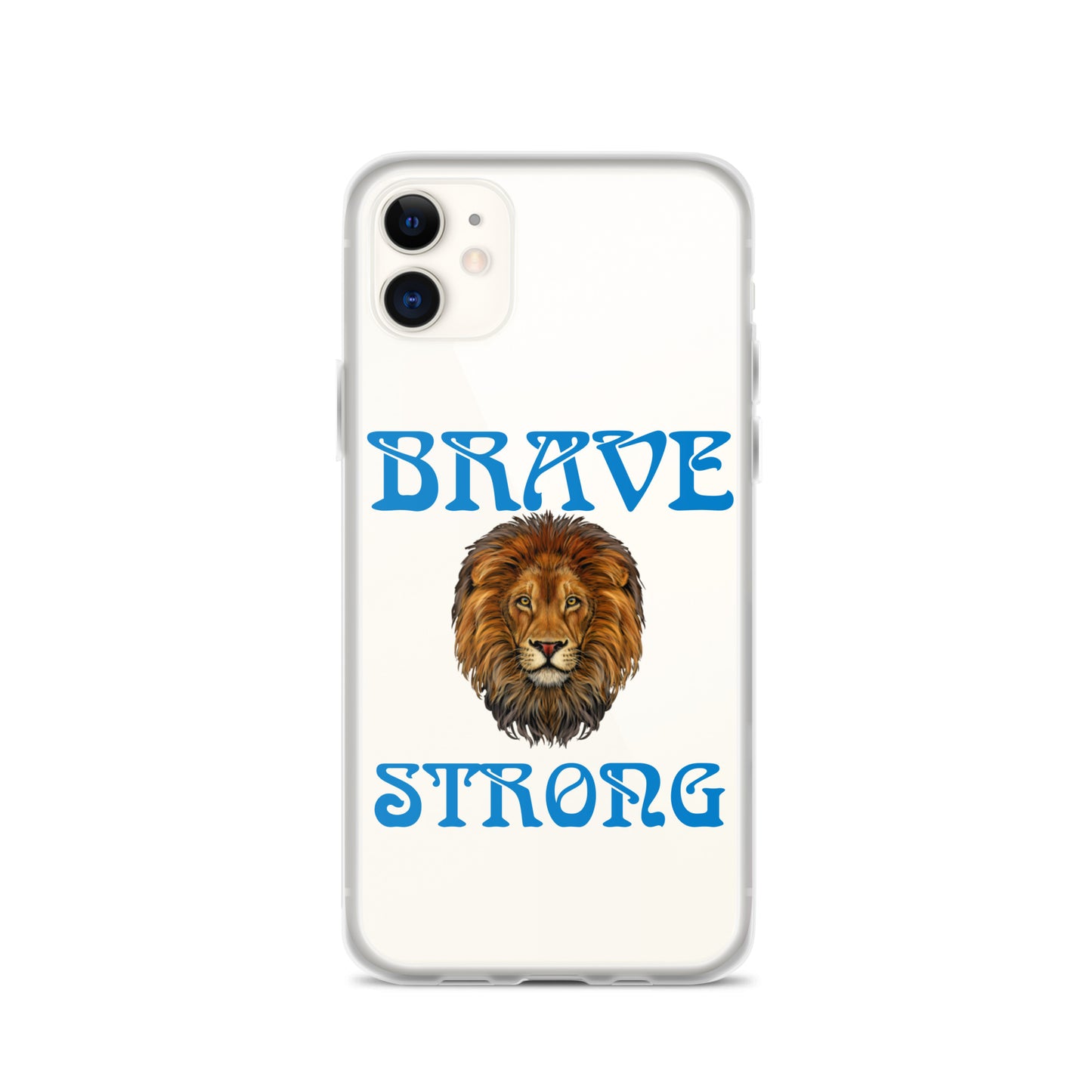 “BRAVE,STRONG”Clear Case for iPhone® W/Blue Font