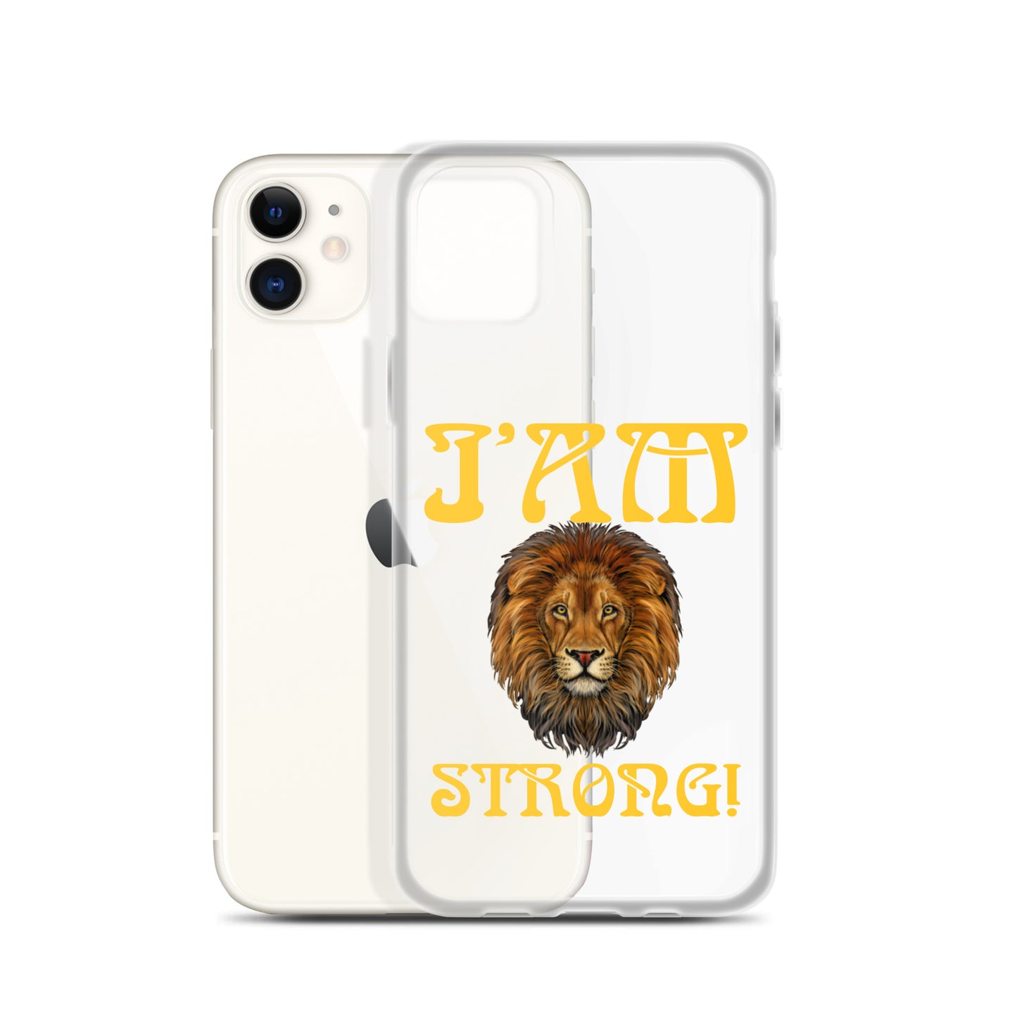 “I’AM STRONG!”Clear Case for iPhone® W/Yellow Font