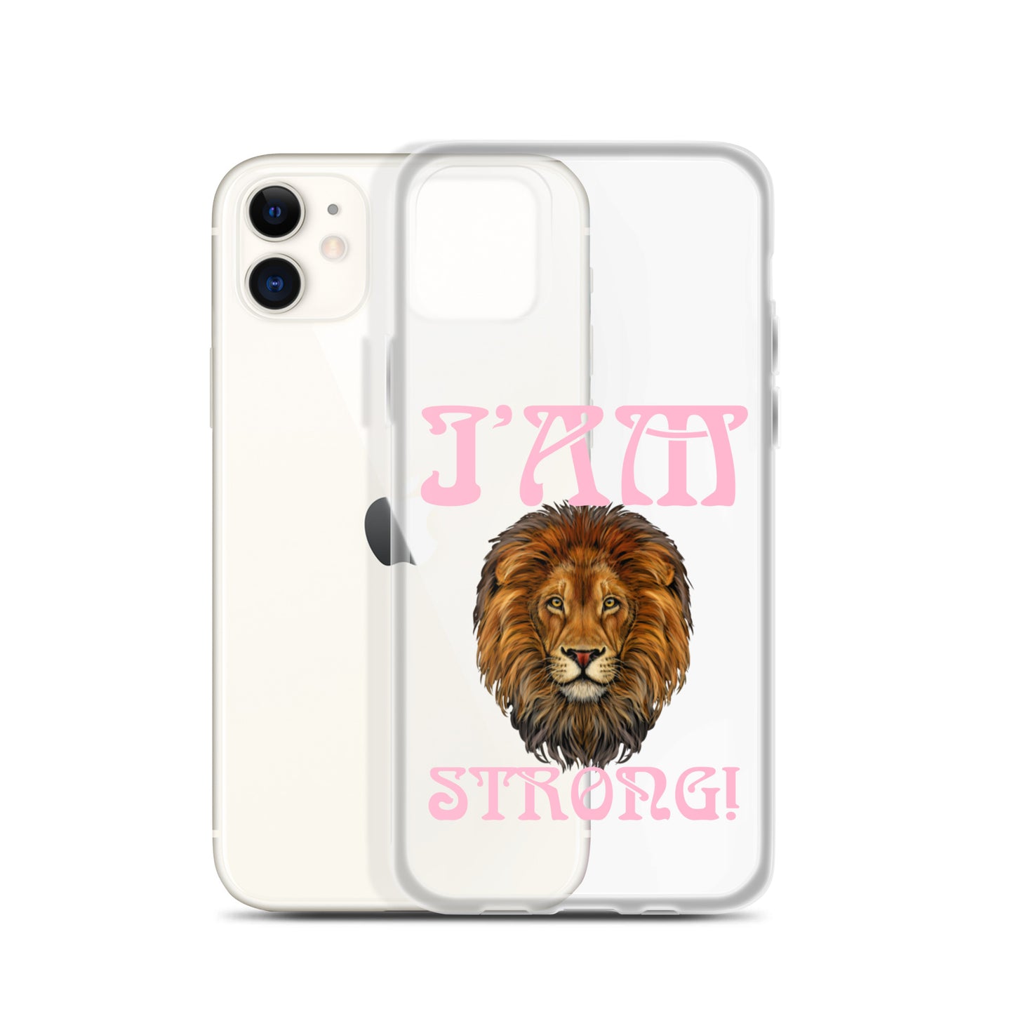 “I’AM STRONG!”Clear Case for iPhone® W/Cotton Candy Font