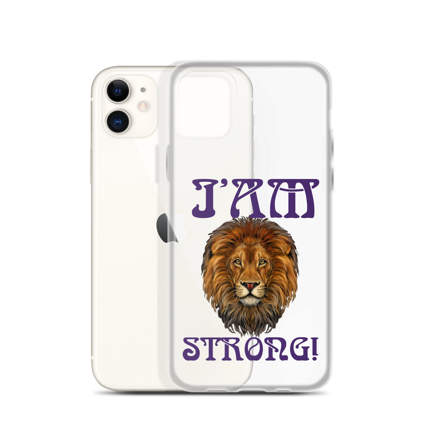 “I’AM STRONG!”Clear Case for iPhone® W/Purple Font