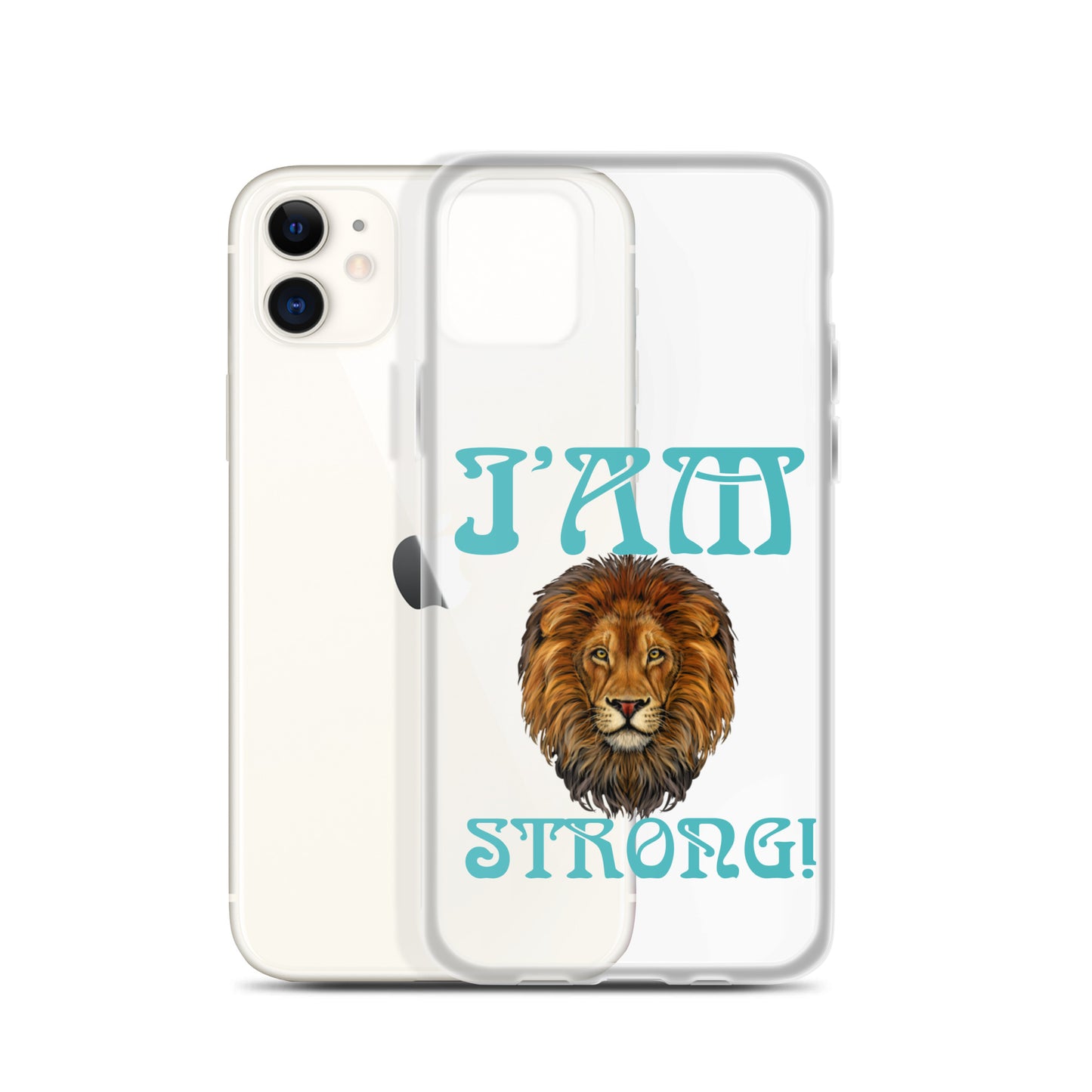 “I’AM STRONG!”Clear Case for iPhone® W/Mint Font