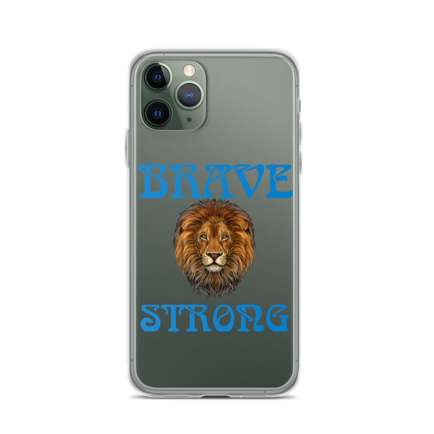 “BRAVE,STRONG”Clear Case for iPhone® W/Blue Font