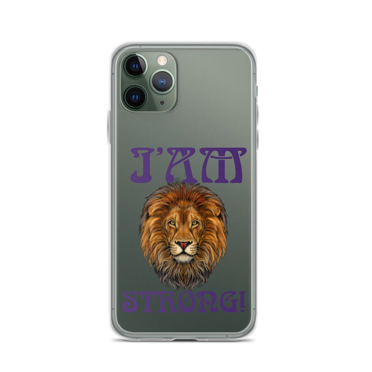 “I’AM STRONG!”Clear Case for iPhone® W/Purple Font