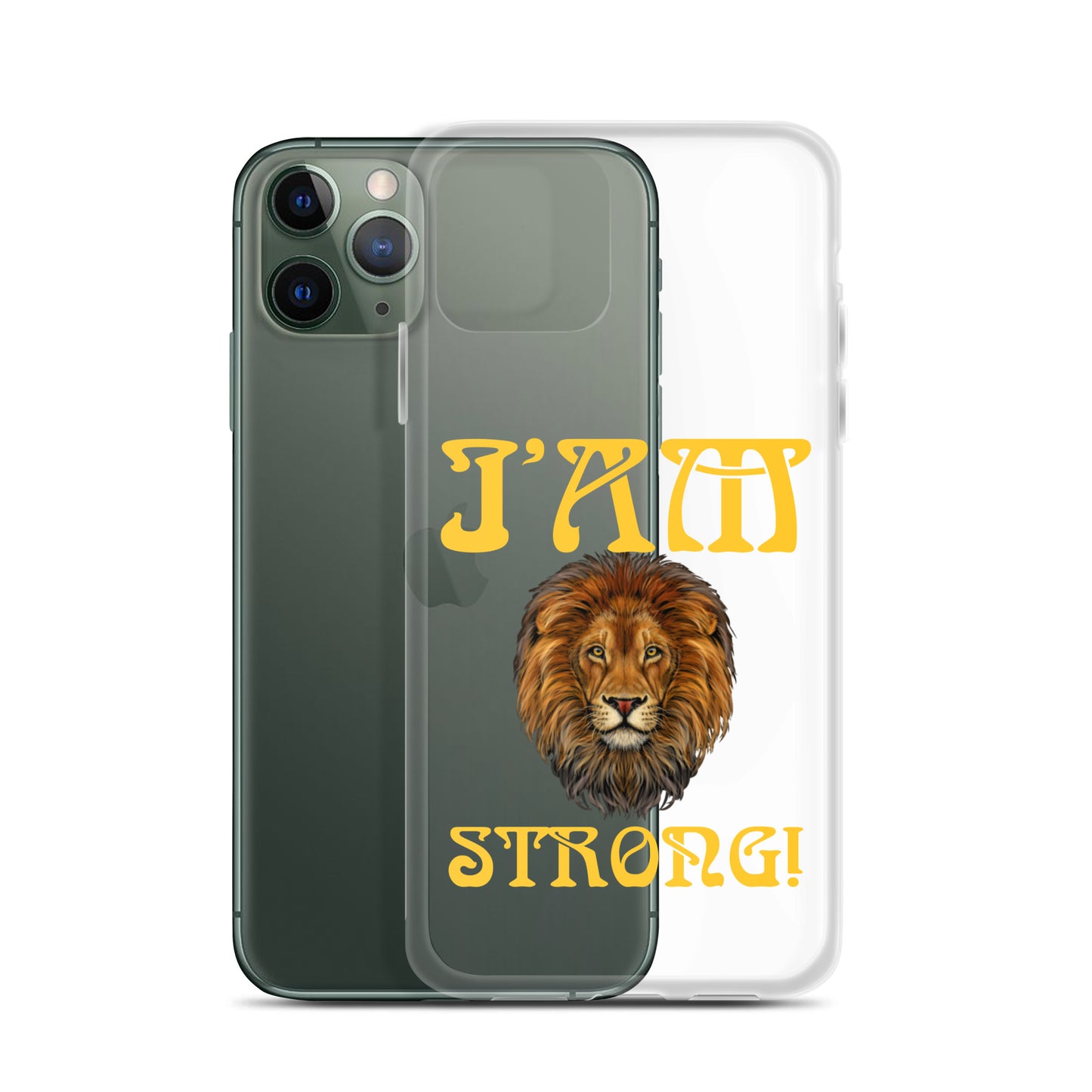 “I’AM STRONG!”Clear Case for iPhone® W/Yellow Font