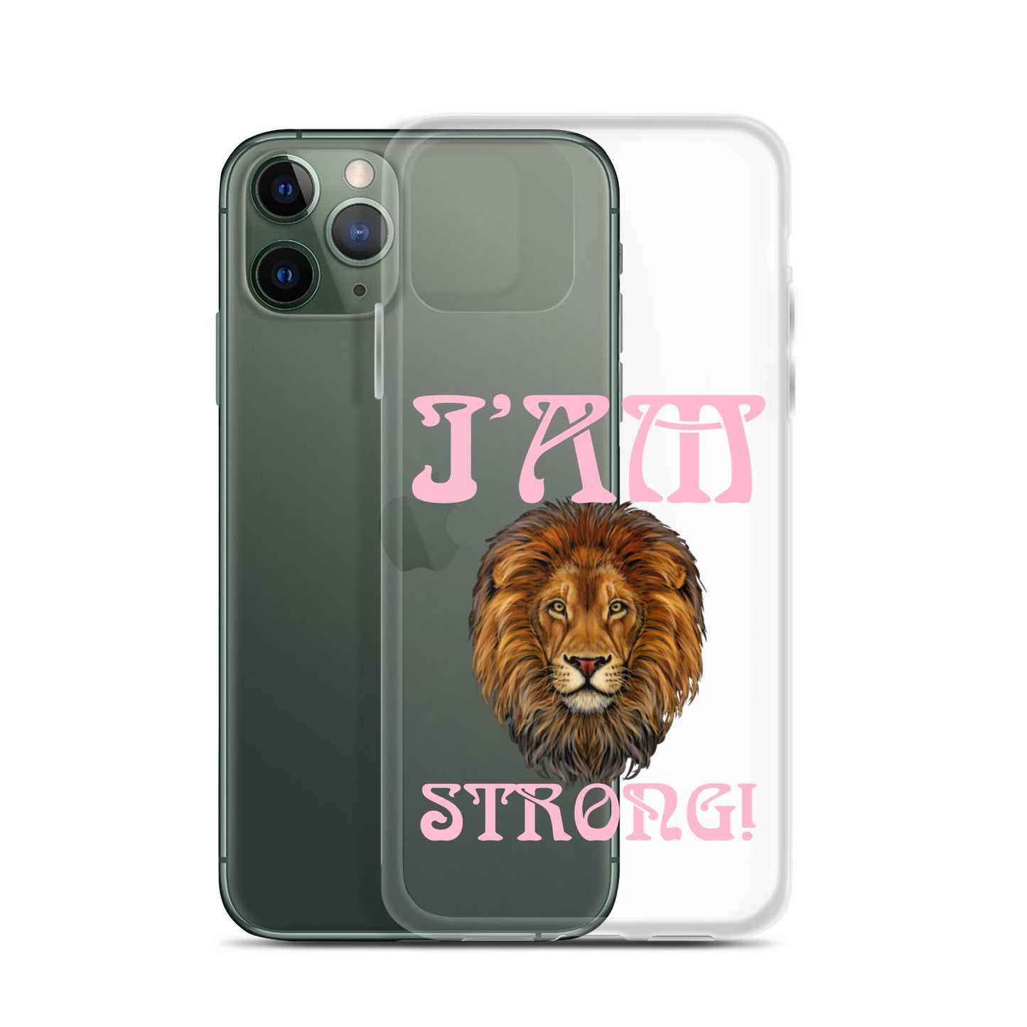 “I’AM STRONG!”Clear Case for iPhone® W/Cotton Candy Font