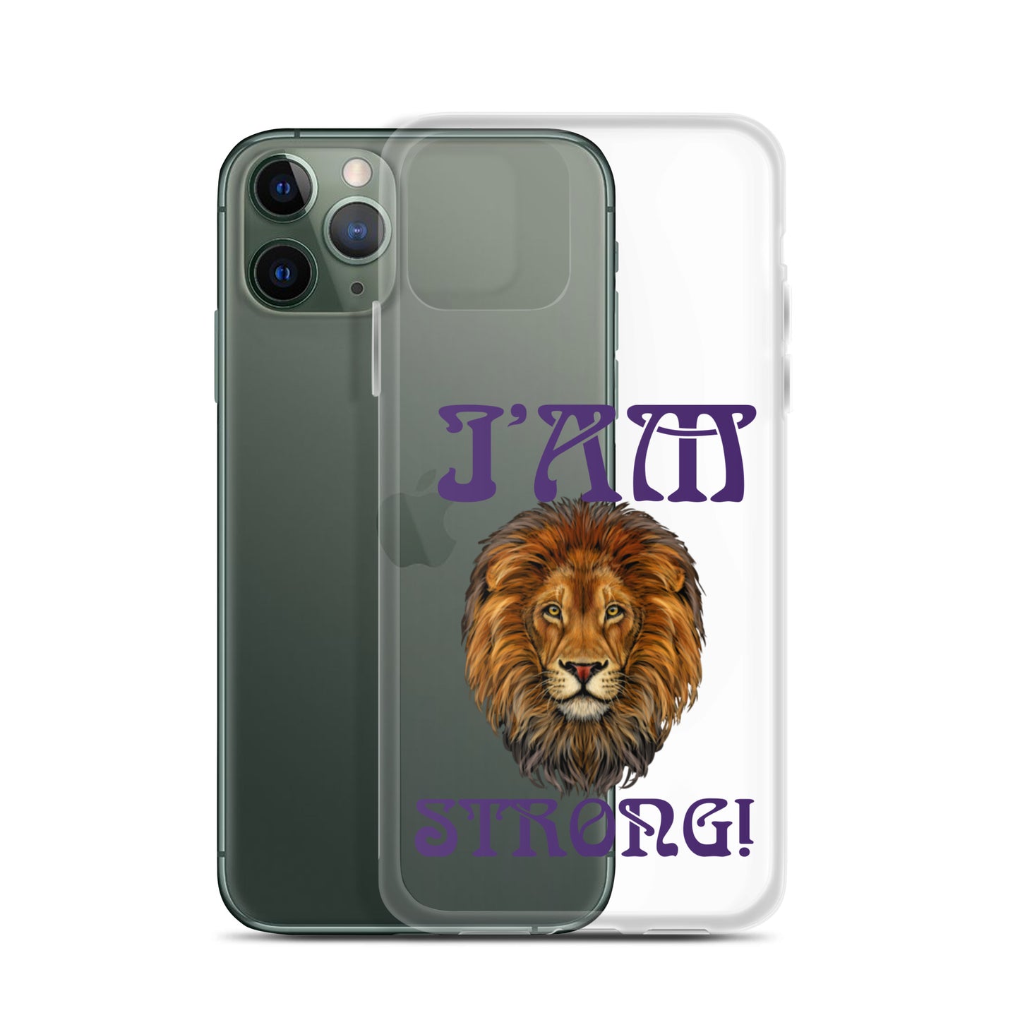 “I’AM STRONG!”Clear Case for iPhone® W/Purple Font