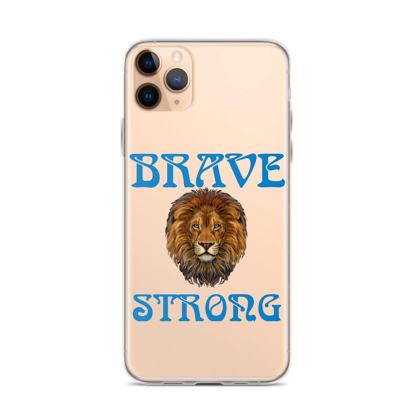 “BRAVE,STRONG”Clear Case for iPhone® W/Blue Font