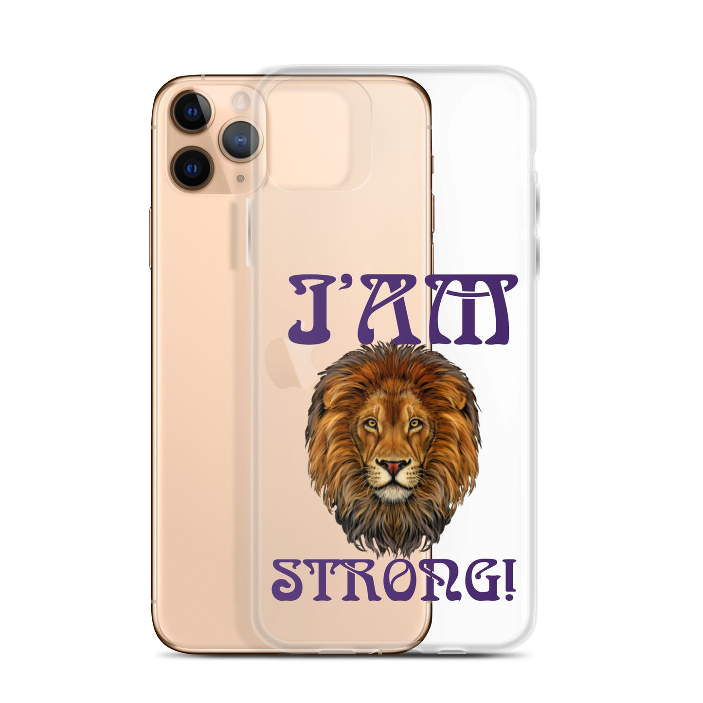 “I’AM STRONG!”Clear Case for iPhone® W/Purple Font