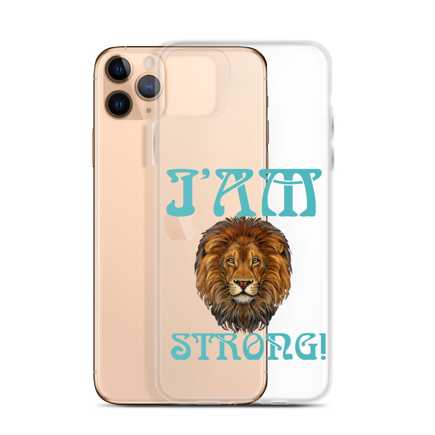 “I’AM STRONG!”Clear Case for iPhone® W/Mint Font