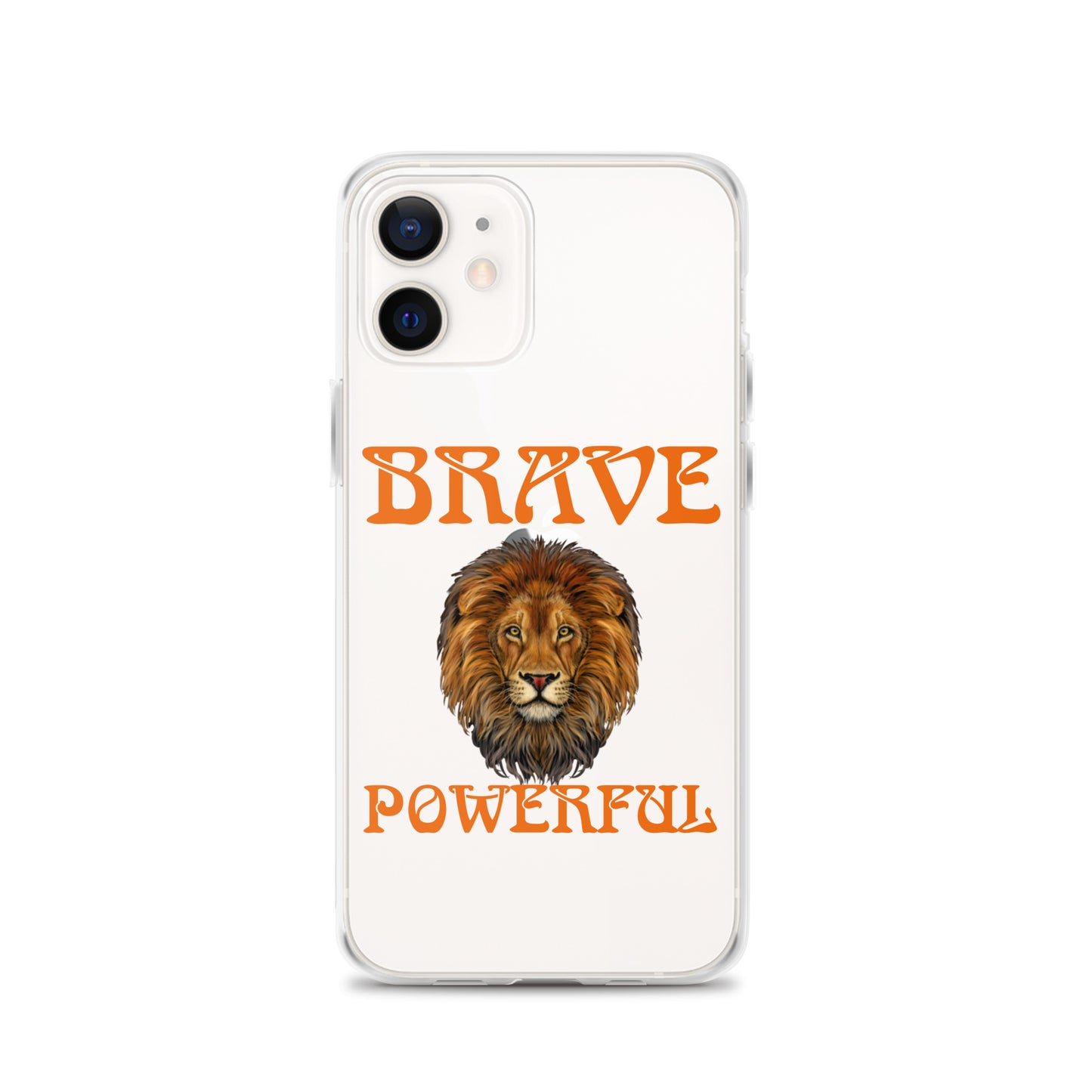 “BRAVE,POWERFUL”Clear Case for iPhone® W/Orange Font