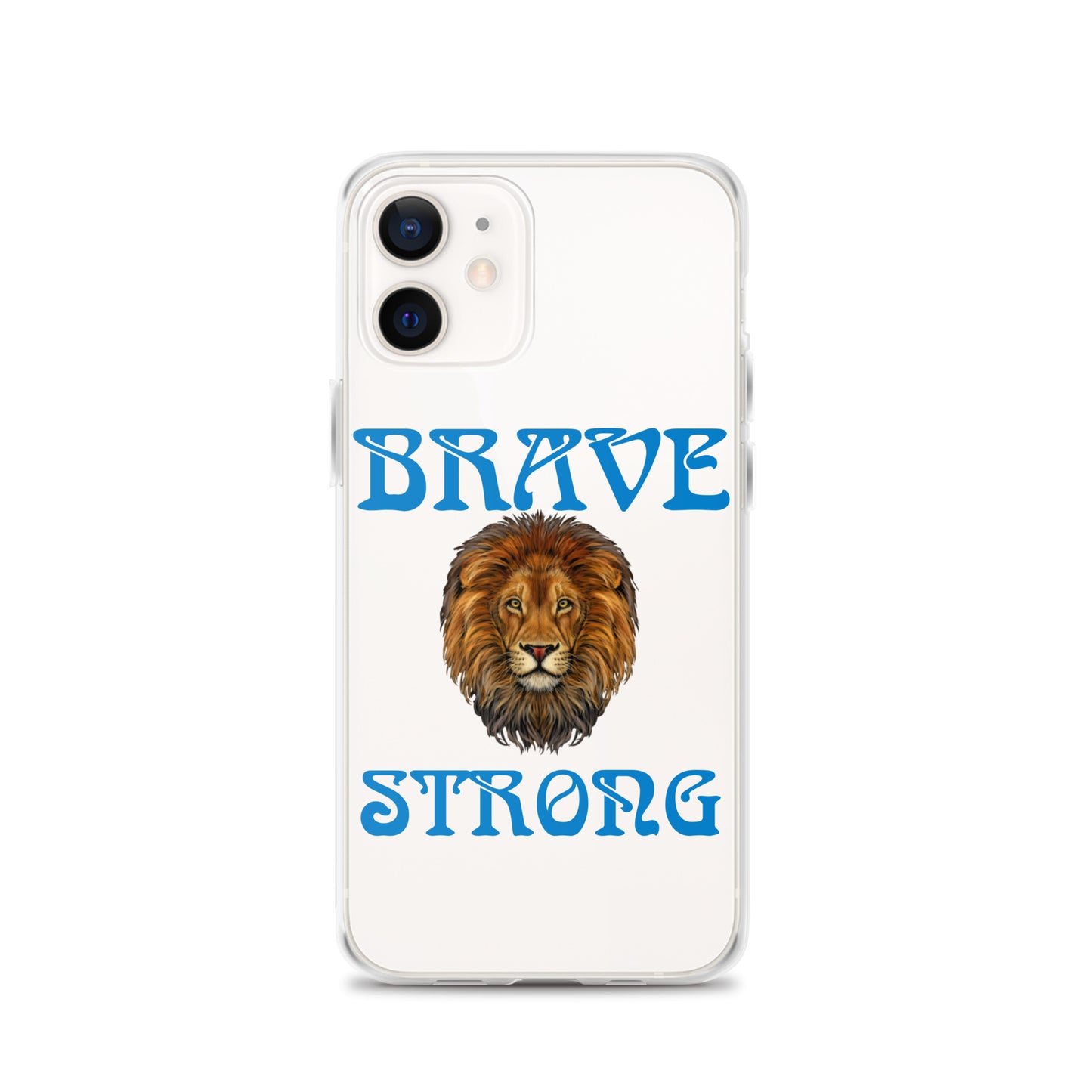 “BRAVE,STRONG”Clear Case for iPhone® W/Blue Font