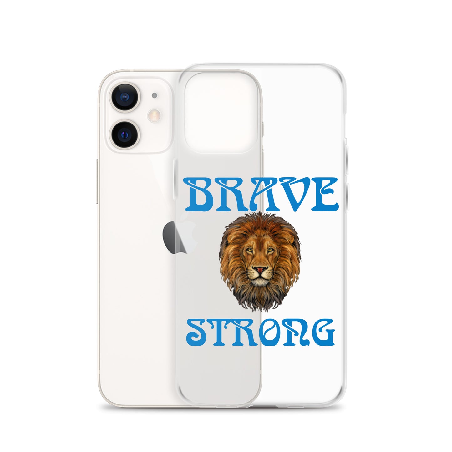 “BRAVE,STRONG”Clear Case for iPhone® W/Blue Font