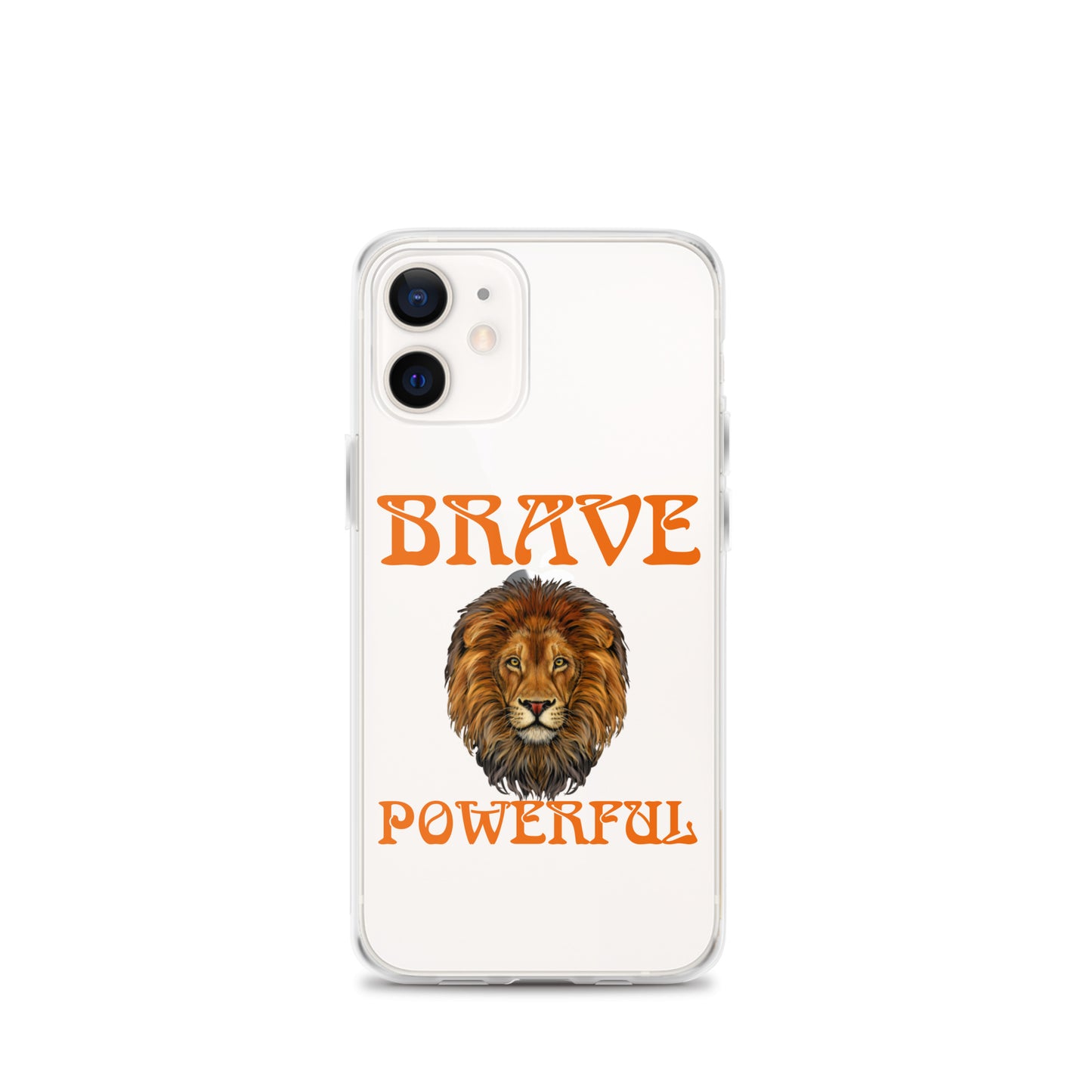 “BRAVE,POWERFUL”Clear Case for iPhone® W/Orange Font