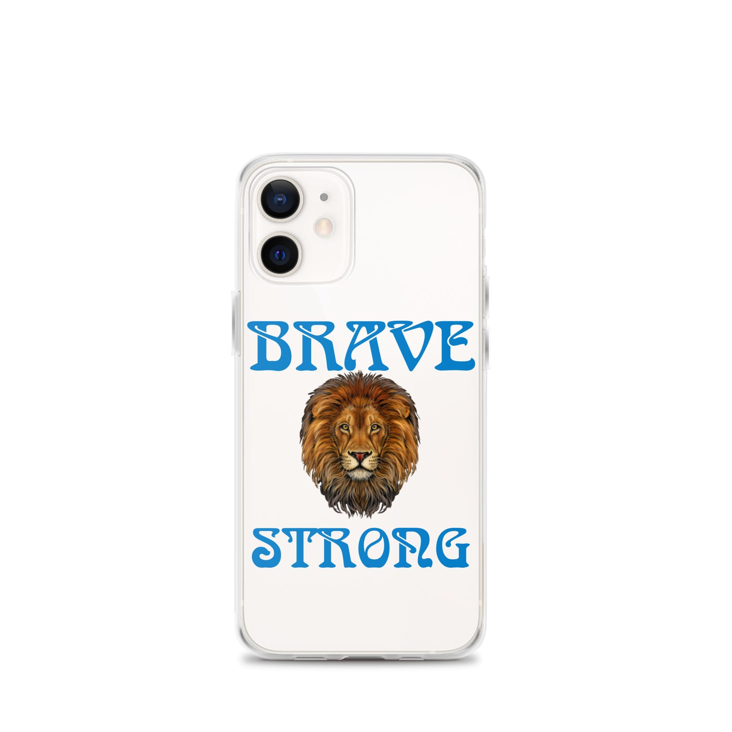 “BRAVE,STRONG”Clear Case for iPhone® W/Blue Font