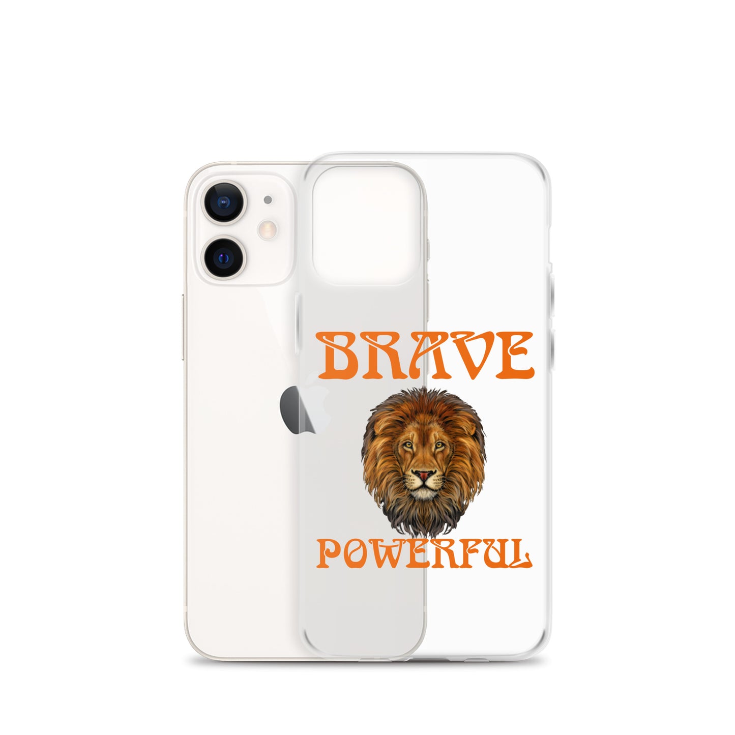 “BRAVE,POWERFUL”Clear Case for iPhone® W/Orange Font