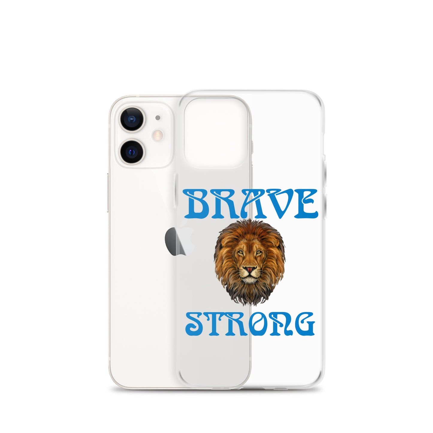 “BRAVE,STRONG”Clear Case for iPhone® W/Blue Font