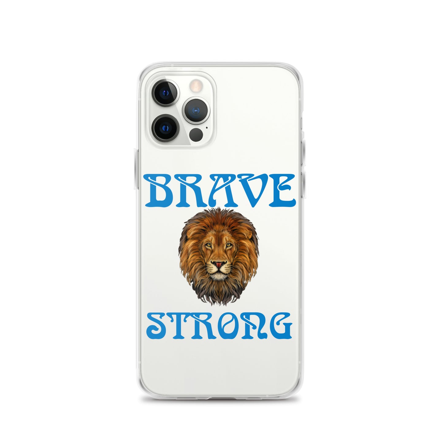 “BRAVE,STRONG”Clear Case for iPhone® W/Blue Font