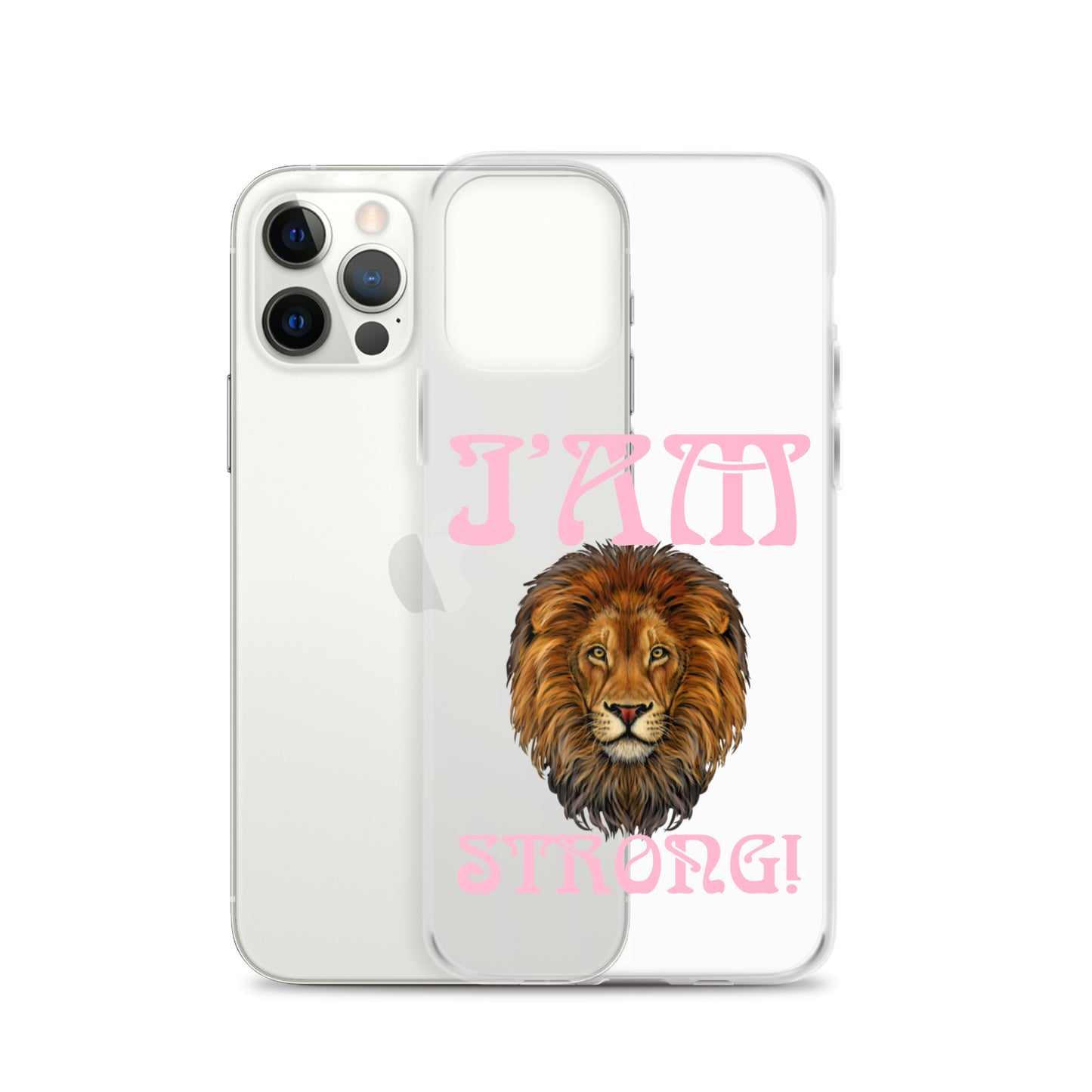 “I’AM STRONG!”Clear Case for iPhone® W/Cotton Candy Font