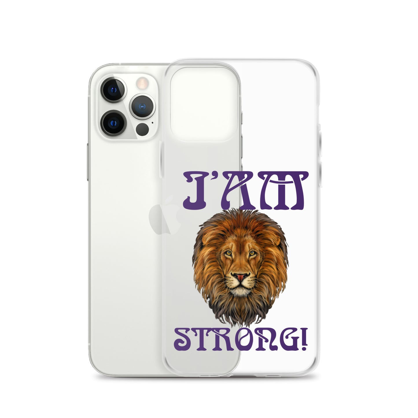 “I’AM STRONG!”Clear Case for iPhone® W/Purple Font