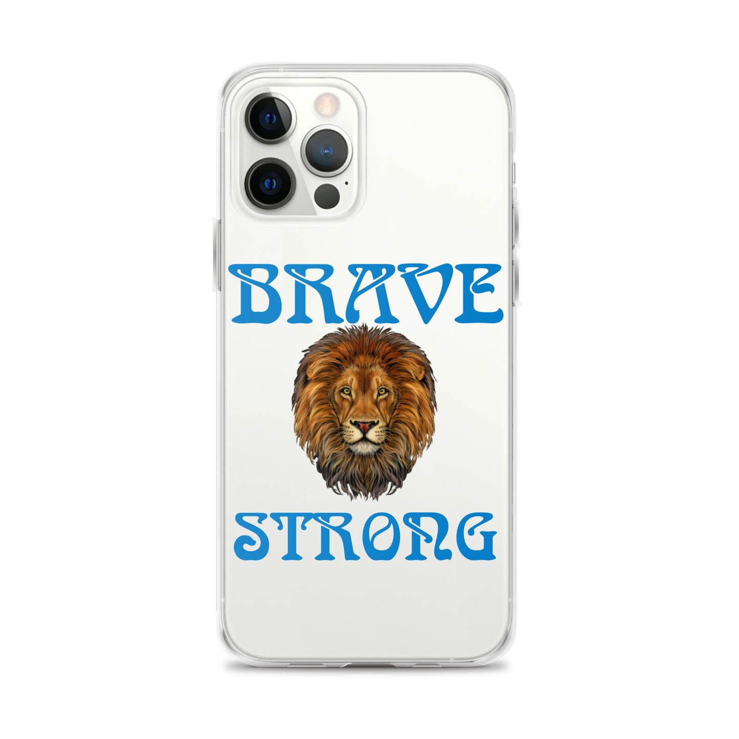 “BRAVE,STRONG”Clear Case for iPhone® W/Blue Font