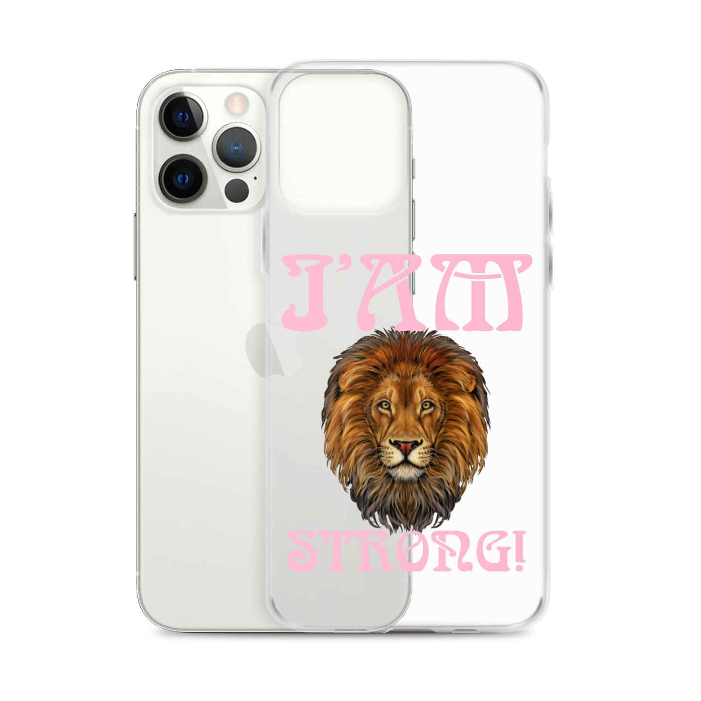 “I’AM STRONG!”Clear Case for iPhone® W/Cotton Candy Font